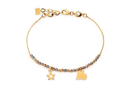 Dreifarbiges Armband mit Herzen und Stern