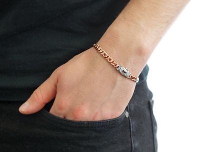 Monaco Chain bracelet Armband Classic Plain Pavé lock Rose 6,5 mm