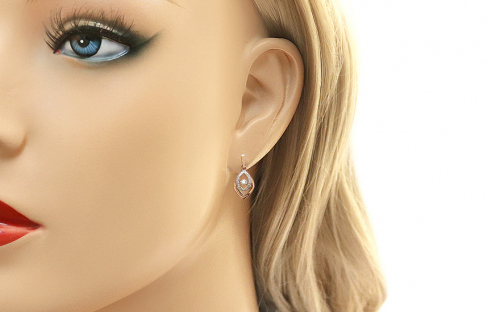 Brillant Ohrringe aus Roségold 0,220 ct Dancing Diamonds - IZBR848R - am Modell