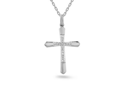 Anhänger aus Weißgold Kreuz mit Diamanten 0,050 ct