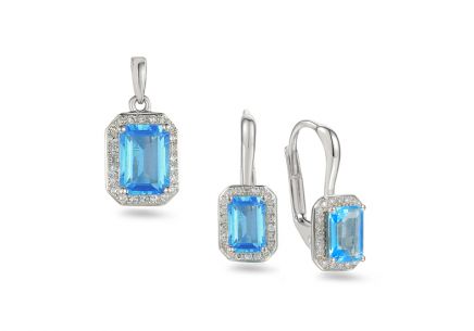 Topas-Set aus Weißgold mit Diamanten 0,200 ct