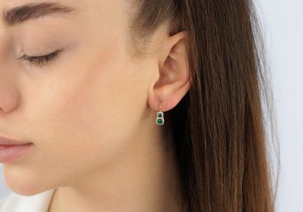 Brillant Ohrringe mit Smaragden 0,140 ct