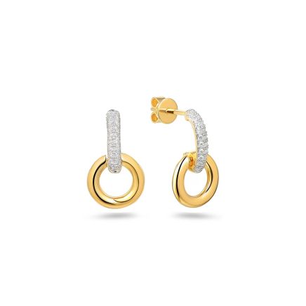 Ohrringe mit glattem Kreis und klaren Diamanten