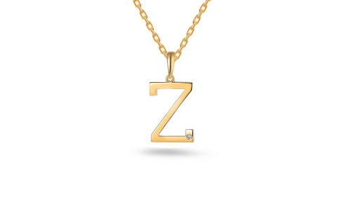 Gold Celebrity Buchstabe Z mit einem Diamanten für Glück 0,0020 ct - IZBR995ZY
