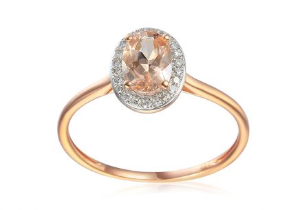 Brillant Ring aus Roségold mit Morganit 0,070 ct