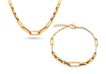 Stilvoller Goldset Halskette und Armband Jade